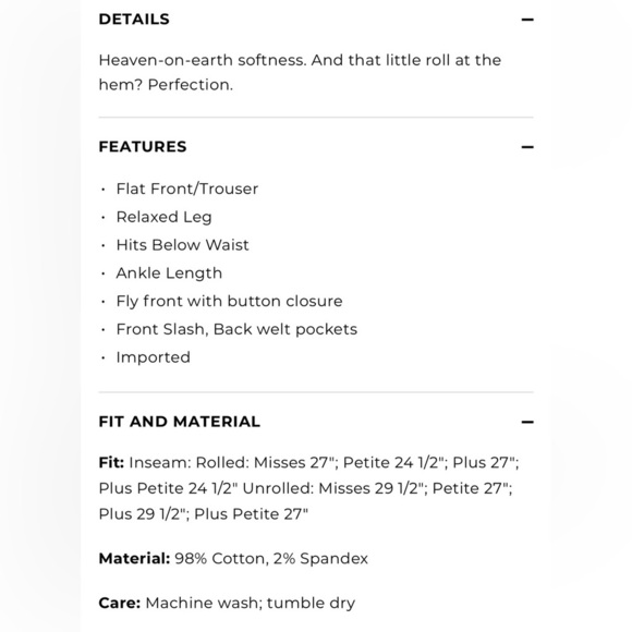 Women’s Talbots Relaxed Chinos Ankle Length Pants Size 2 - Picture 15 of 16